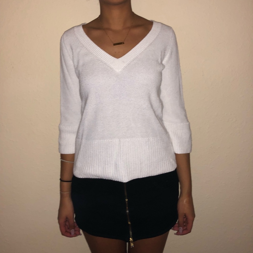 Ribbed v-neck sweater- White House black market